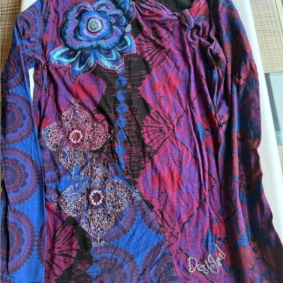 Desigual Woman’s Long Sleeve Rainbow Multi Media Tunic Top. Size Medium. - Picture 6 of 11